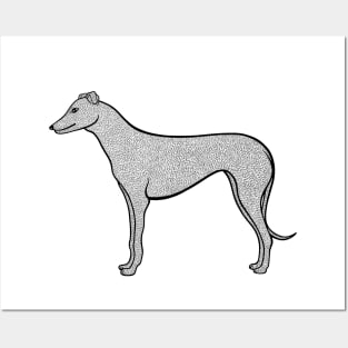 Greyhound Dog Ink Art - detailed cute pet design - on white Posters and Art